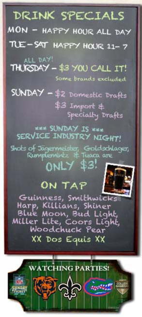 Happy Hour Specials and Drafts
